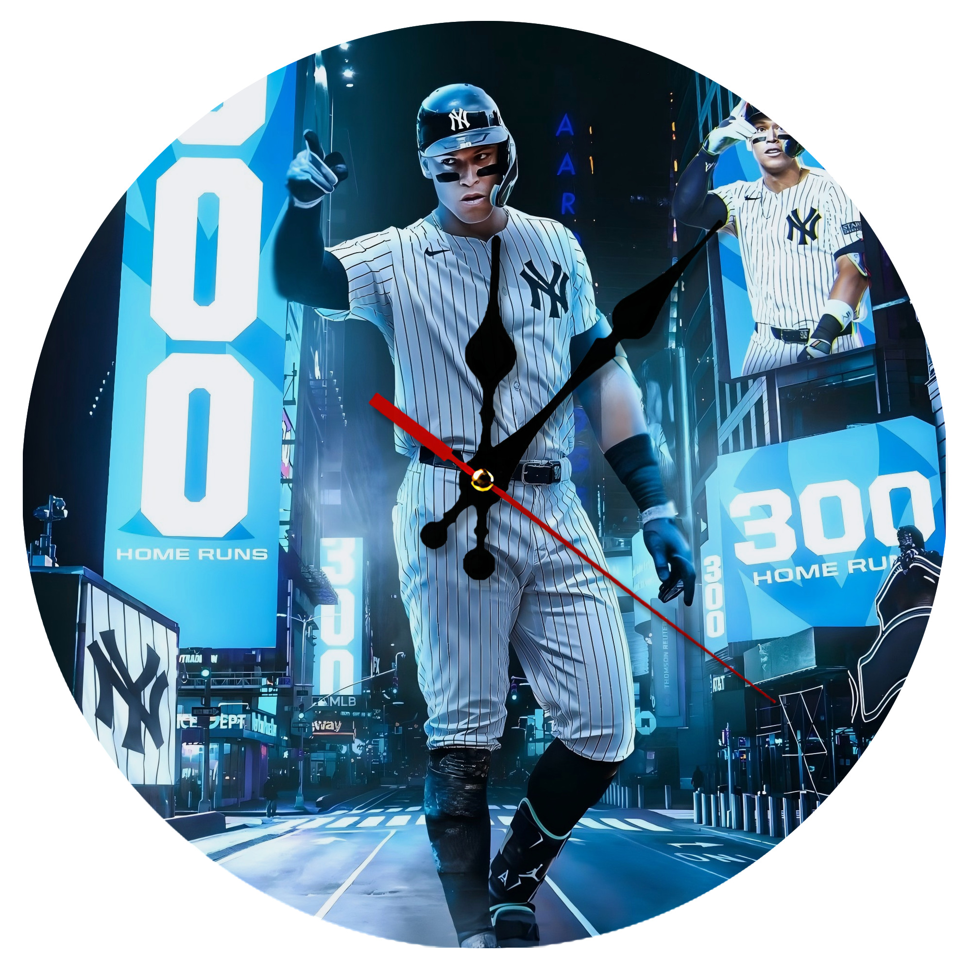 Aaron Judge 300 Home Runs 2 Silent Round Wall Clock – Modern & Stylish DIY Design, Durable Wood Construction, Easy To Install – Perfect For Office, Bedroom, Living Room, And More